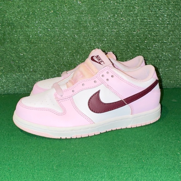 Nike Dunk Low Pink Red White CW1588-601 Preschool Girls Sneakers Size 2Y - Picture 3 of 6
